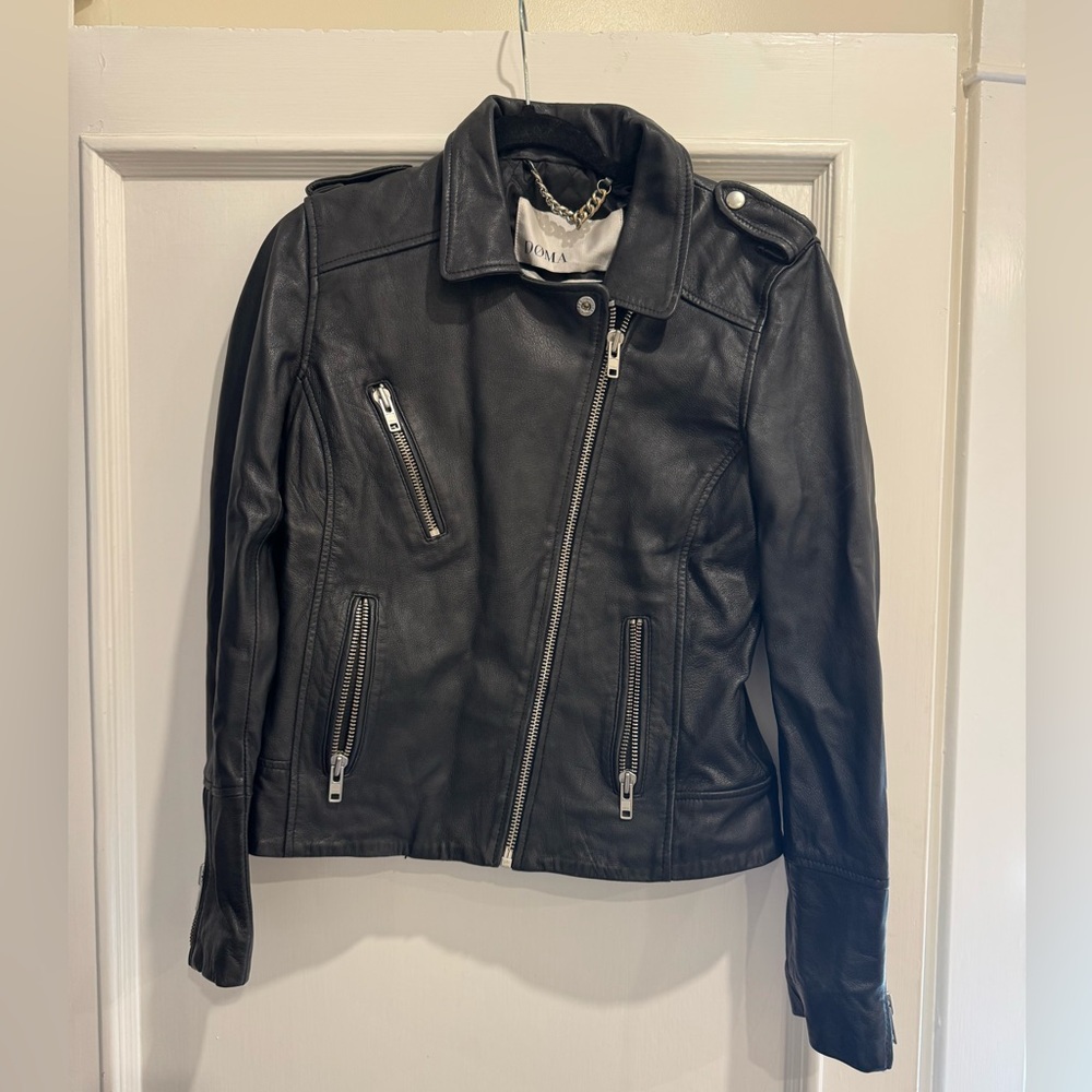 DOMA brand leather moto jacket
